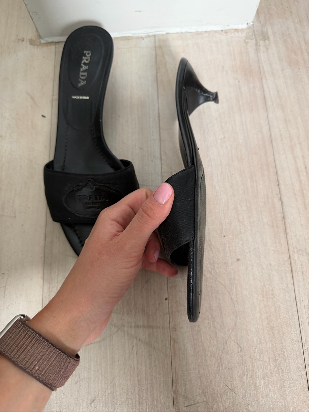 Prada Black Logo Slide Mules - Picture 3 of 4